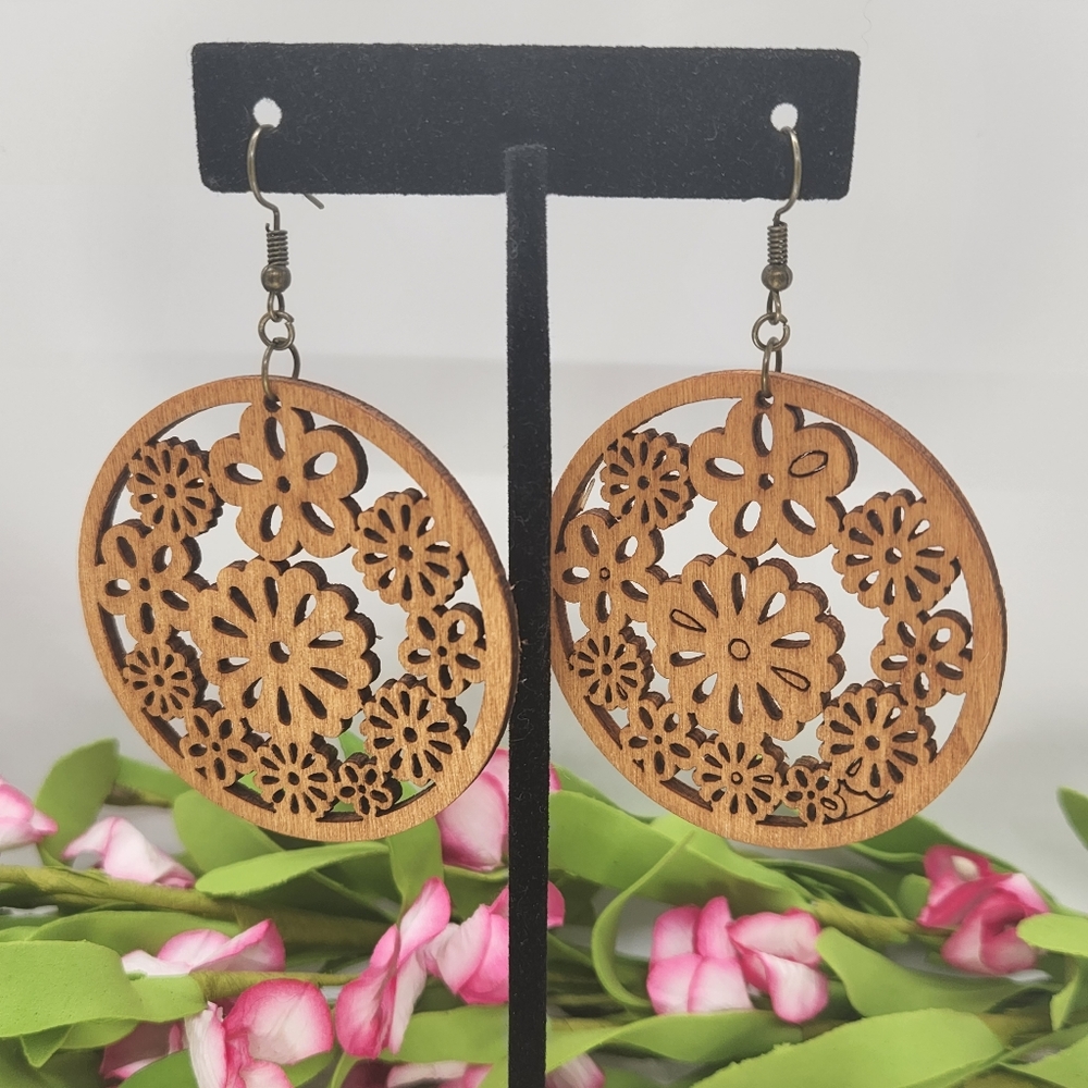 **SALE** Wood Dangle Earrings